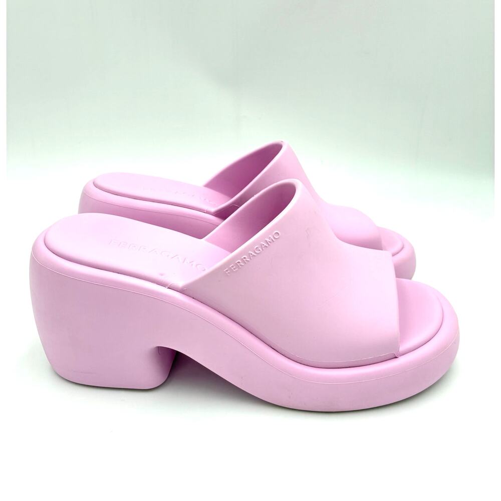 9 Salvatore Ferragamo Pink Rubber Platform Sandals